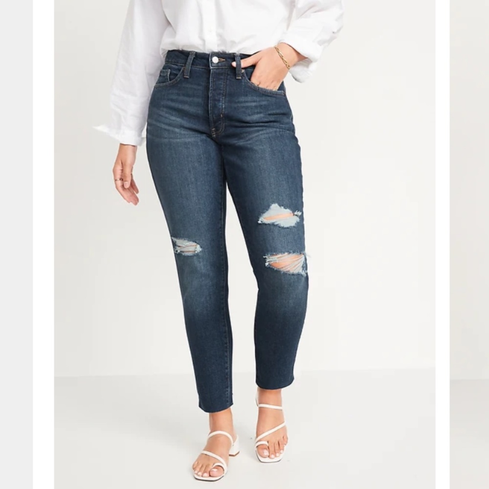 Curvy High-Waisted Straight Jeans, Size 8